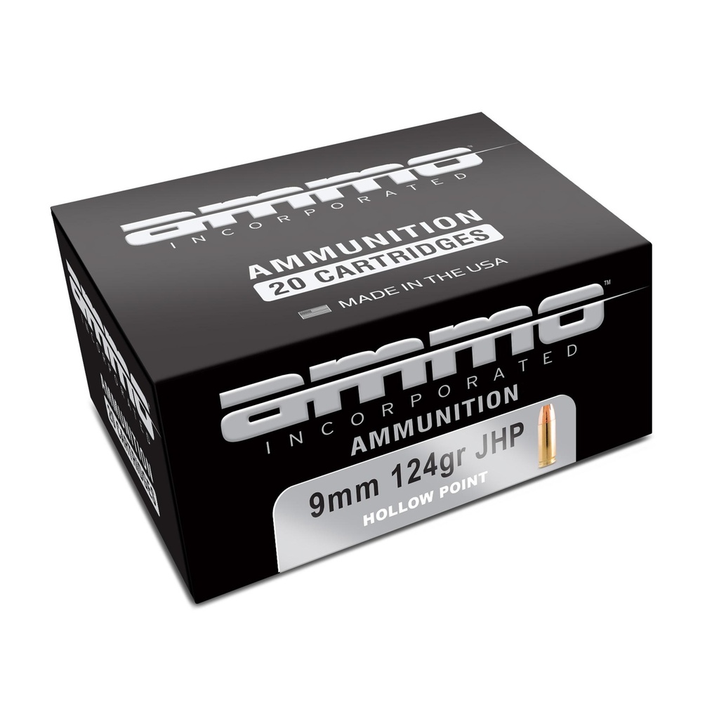 Ammo Inc Signature 9mm 124 Grain Jacketed Hollow Point 20 Round Box 