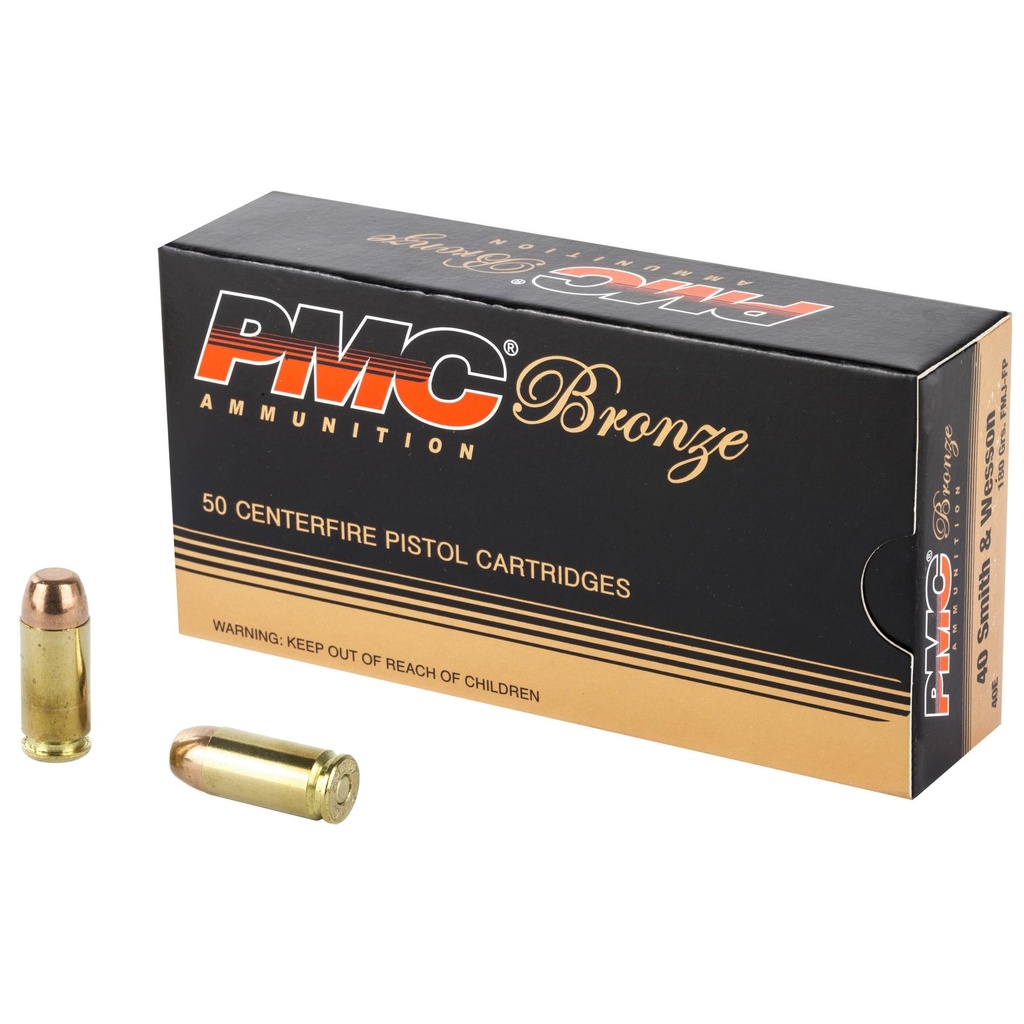 PMC Ammunition Bronze 40S&W 180 Grain Full Metal Jacket 50 Round Box 