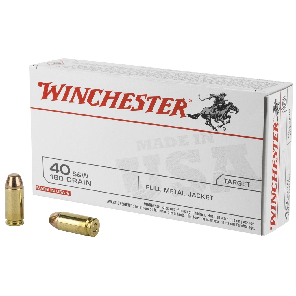 Winchester Ammunition USA 40S&W 180 Grain Full Metal Jacket 50 Round Box 