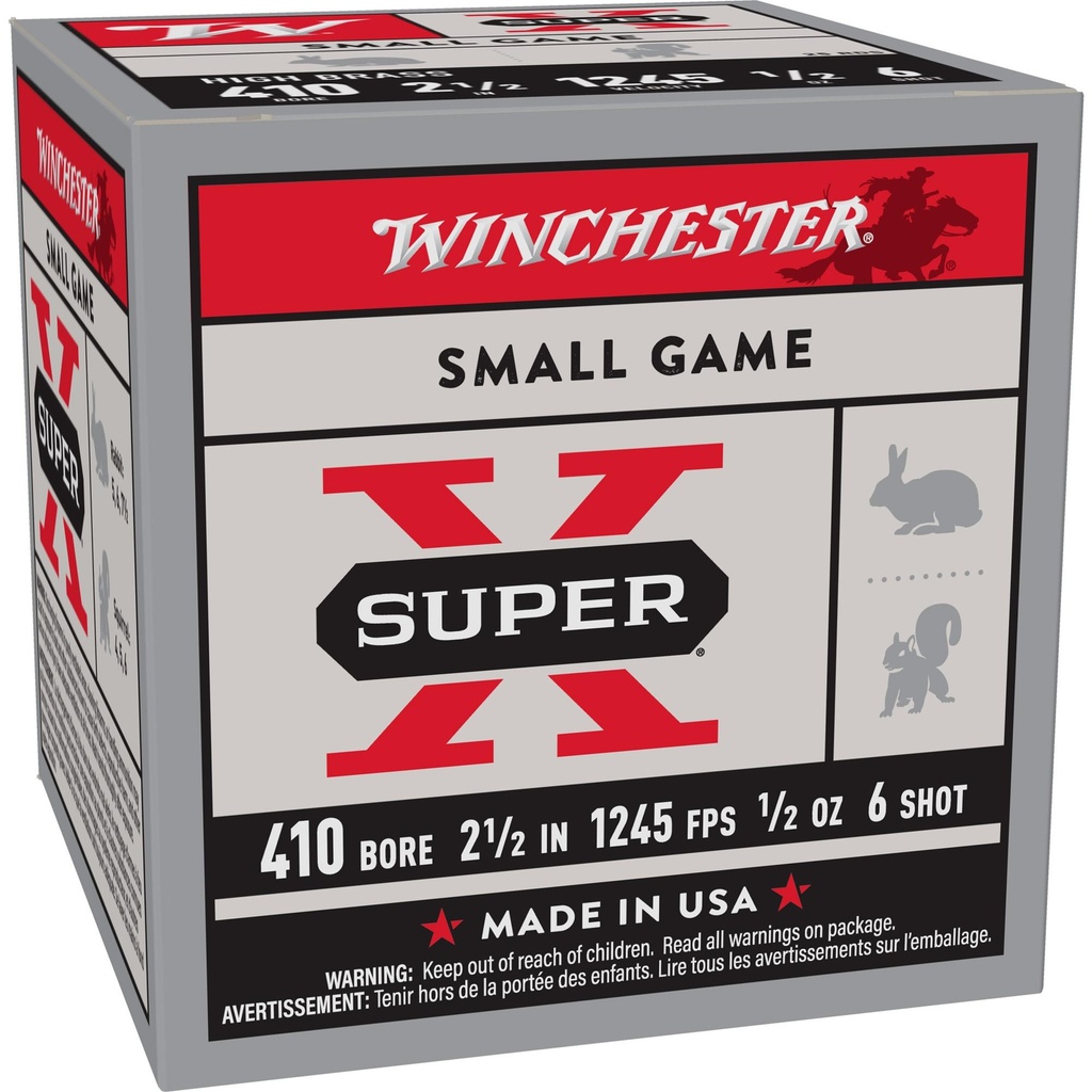 Winchester Ammunition SUPER X 410 Gauge 2.5" 1/2 OZ #6 Shot Shell 25 Rounds Box 