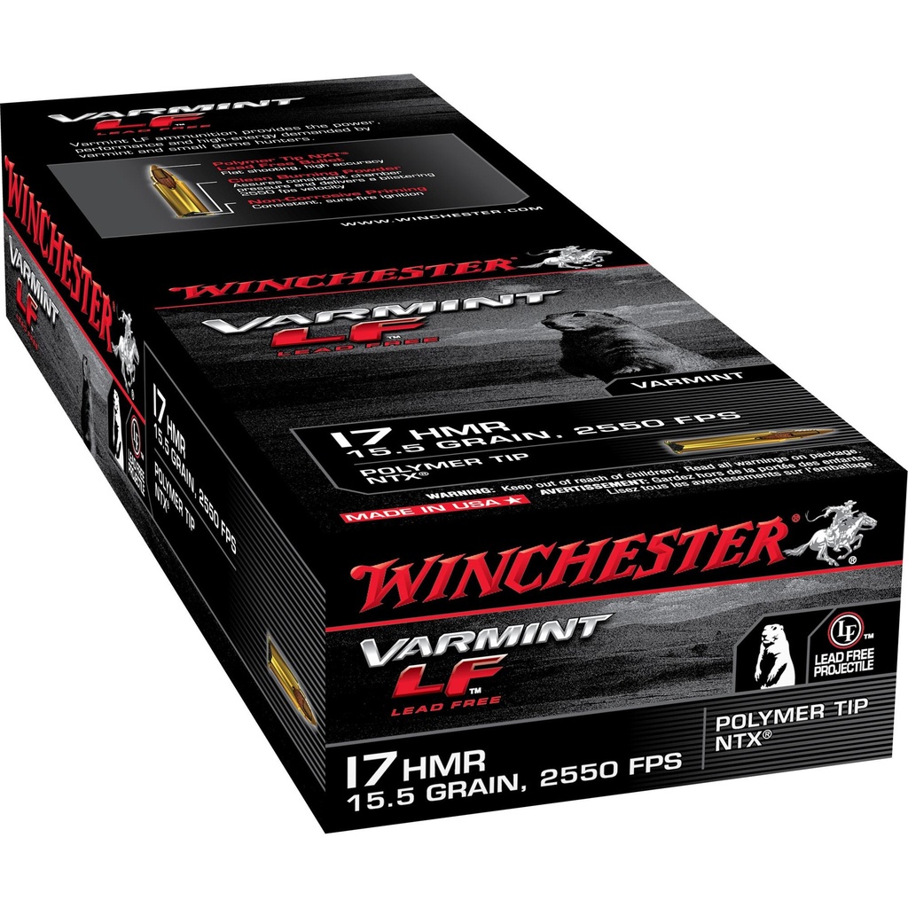 Winchester Ammunition Rimfire 17HMR 15.5Grain NTX Lead Free 50 Round Box California Certified Nonlead Ammunition 