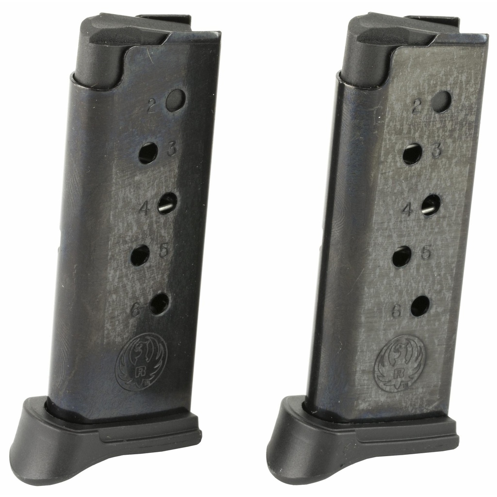 Ruger Magazine 380ACP 6Rds Fits Ruger LCP with Finger Rest 2 Pack Steel Blued Finish 