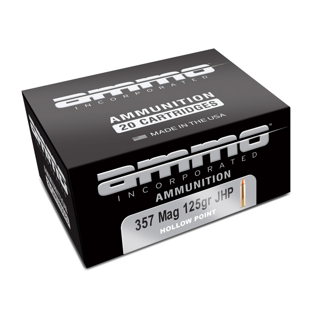 Ammo Inc Signature Defense 357 Magnum 125 Grain Jacketed Hollow Point Bullet 20 Round Box 