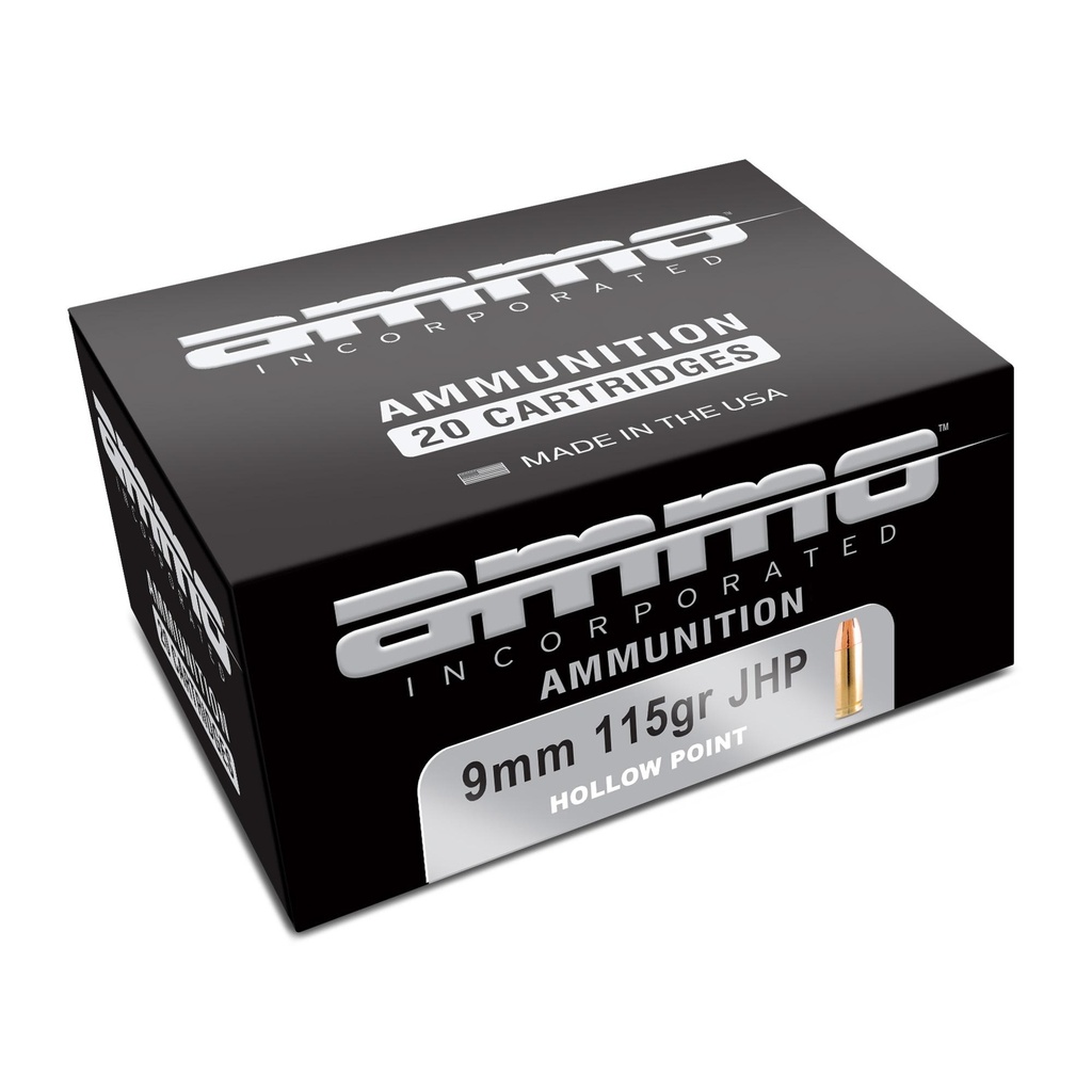 Ammo Inc Signature 9mm 115 Grains Jacketed Hollow Point 20 Round Box 