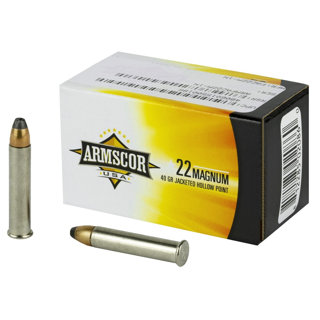 Armscor 22WMR 40 Grain Jacketed Hollow Point 50 Round Box 