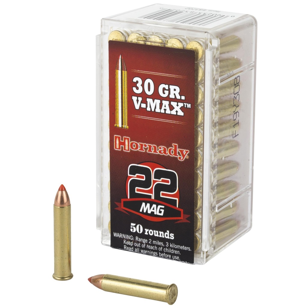Hornady Varmint Express 22WMR 30 Grain V-Max 50 Round Box 