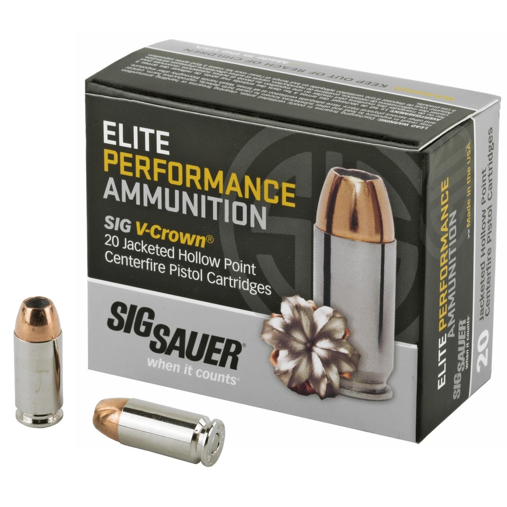 Sig Sauer Elite Performance V-Crown 40 S&W 180 Grain Jacketed Hollow Point 20 Round Box 