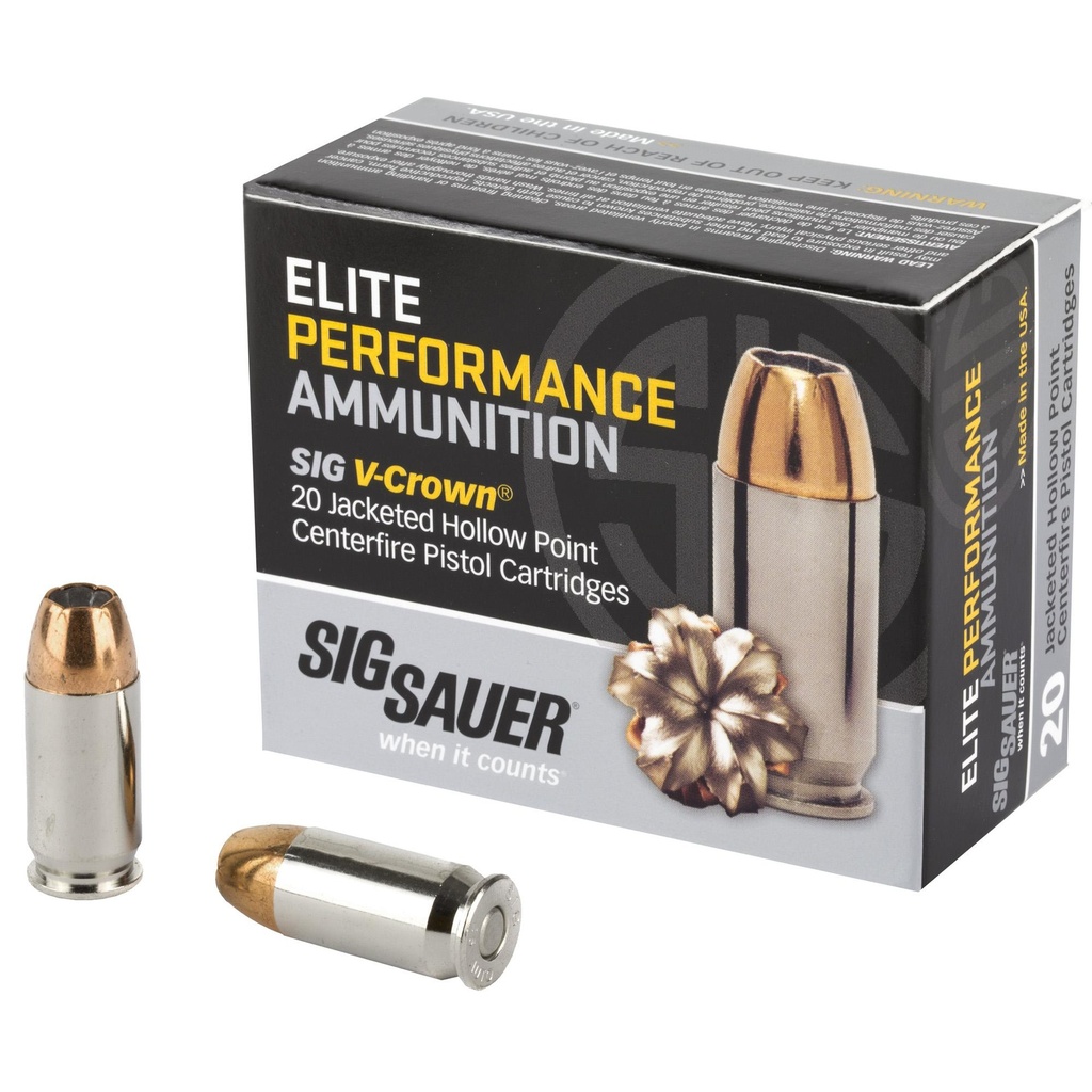 Sig Sauer Elite Performance V-Crown 45 ACP 230 Grain Jacketed Hollow Point 20 Round Box 