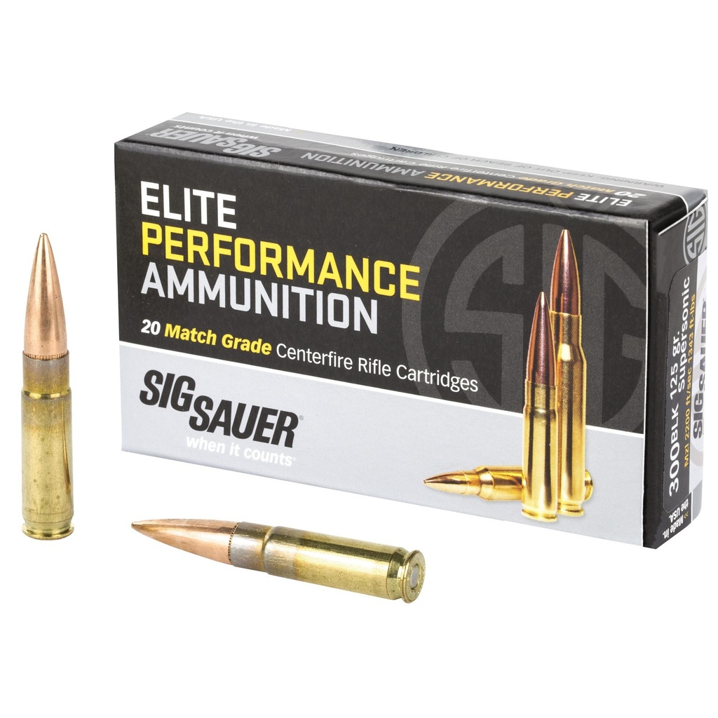 Sig Sauer Elite Performance Match 300 Blackout 125 Grain Open Tip Match 20 Round Box 