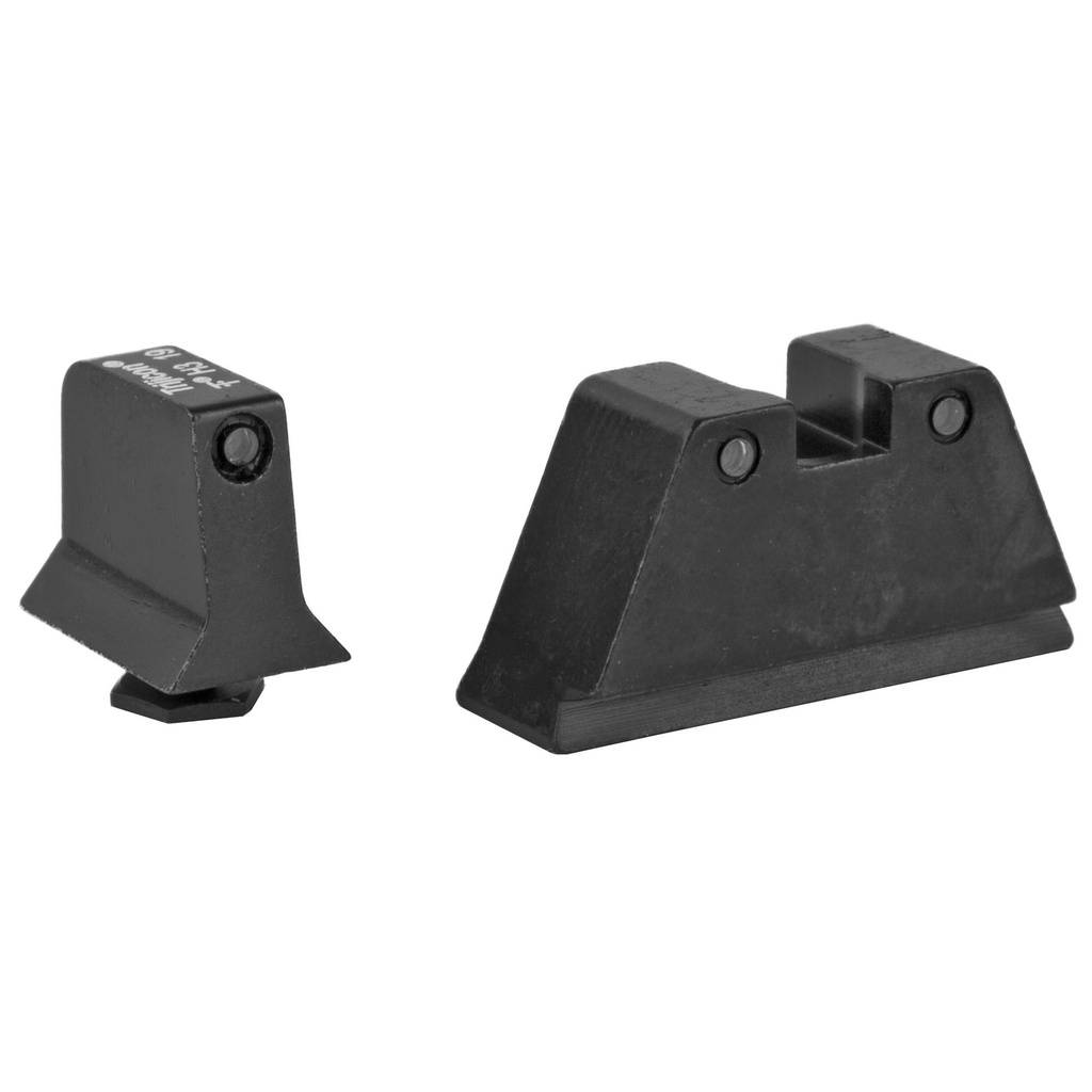 Trijicon Suppressor/Optic Height Sights Fits Glock 1717L 19 22 23 24 25 26 27 28 31 32 33 34 35 37 38 39 Black Front/Black Rear with Green Lamps 