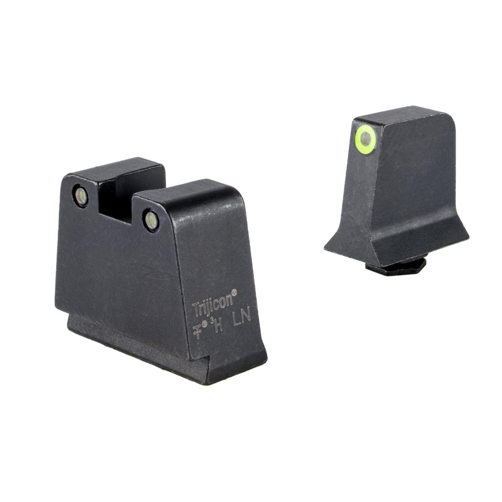 Trijicon Suppressor/Optic Height Night Sights Yellow Front with Black Rear & Green Lamps Fits Glock 42 43 43X 48 