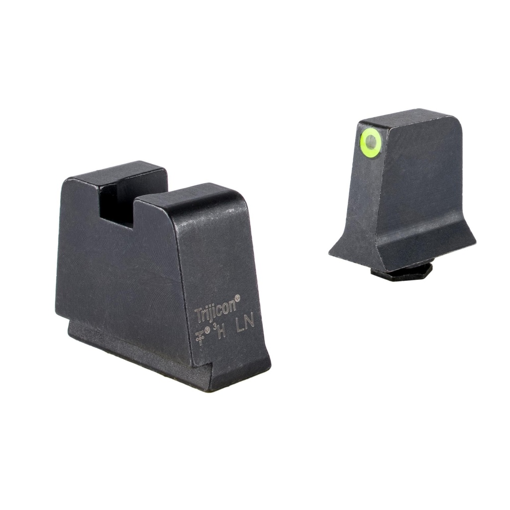 Trijicon Suppressor/Optic Height Night Sights Yellow Front with Metal Rear & Green Lamps Fits Glock 42 43 43X 48