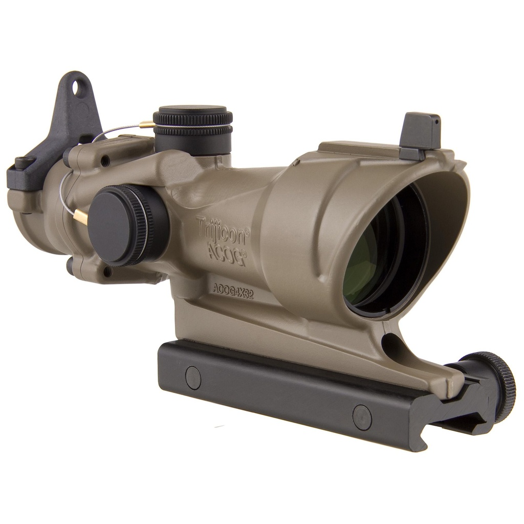 Trijicon ACOG Rifle Scope 4X 32 Amber Crosshair .223 Reticle Center Illuminated w/BUIS & TA51 Mount-CK-FDE