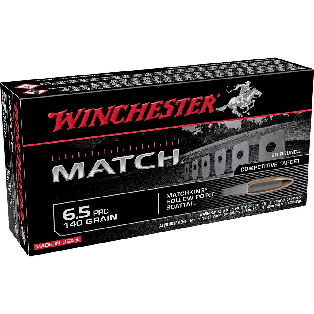Winchester Ammunition Match Ammunition 6.5 PRC 140 Grain Boat Tail Hollow Point 20 Round Box 