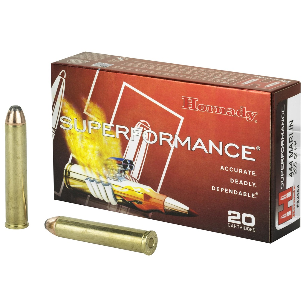 Hornady Superformance 444 Marlin 265 Grain Interlock Flat Point 20 Round Box 