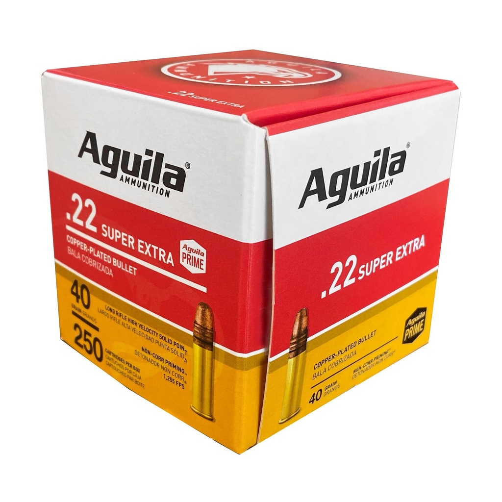Aguila Ammunition Rimfire 22 LR 40Gr Solid Point Hi-Velocity 250 Rounds Per Box 