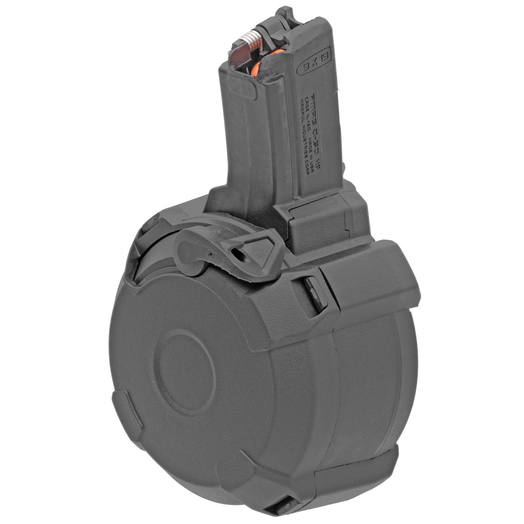 Magpul Industries PMAG D-50 50Rd Drum Black 9mm Fits HK94/MP5 Pattern Firearms 