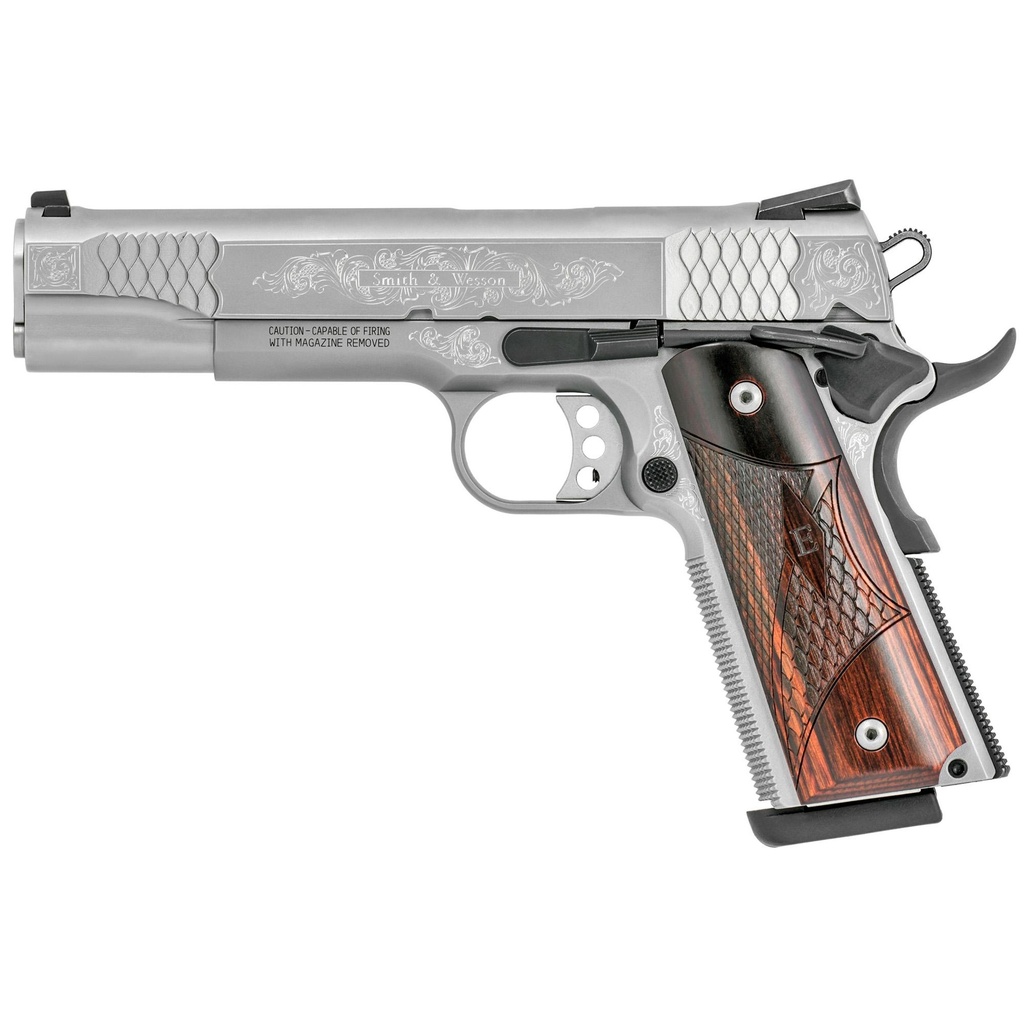 Smith & Wesson Engraved 1911 .45 ACP 5" Stainless Steel 8 Round