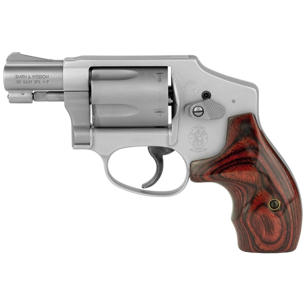 Smith & Wesson Model 642 .38 Special +P 1.88" Alloy Revolver Silver Wood Grips 5 Round