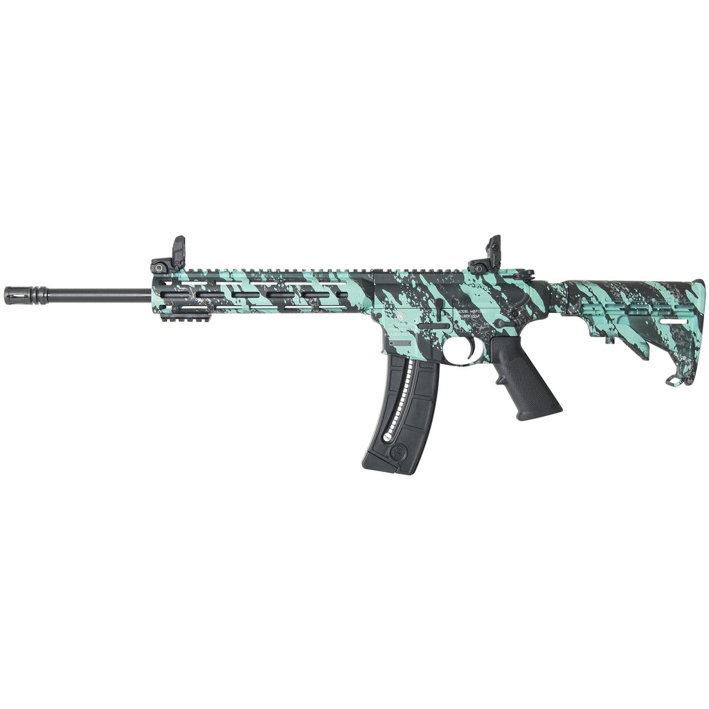 Smith & Wesson M&P15-22 22LR 16.5" Threaded Barrel 25Rds Robin's Egg Blue Platinum Camo Finish