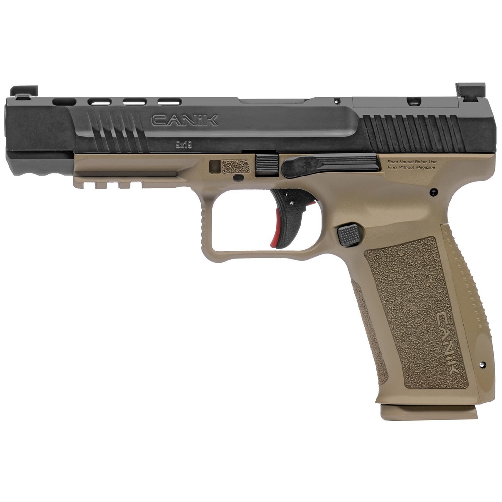 Canik TP9 METE SFx 9mm 5.2"Barrel (1) 18Rd (1) 20Rd 2Mags Black Slide Tan Frame