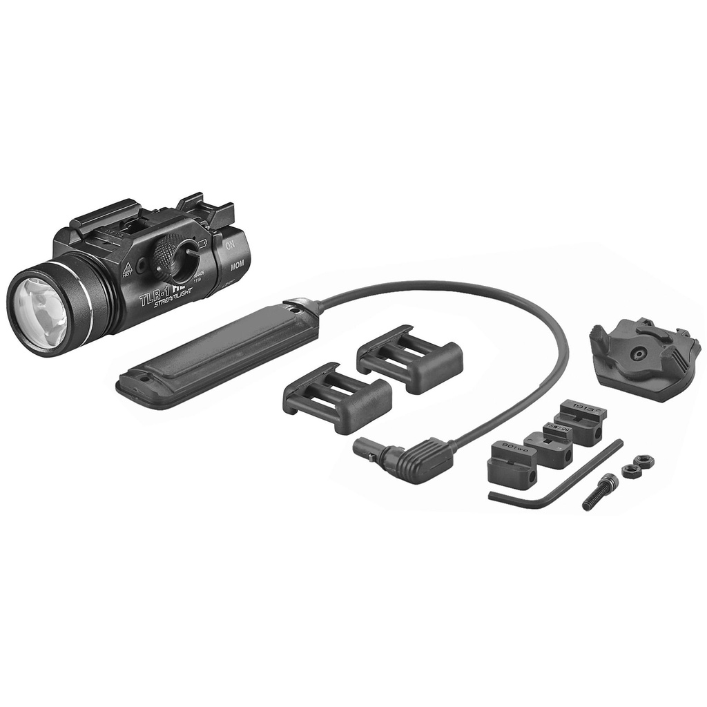 Streamlight TLR-1 HL Long Gun Kit Tac Light Kit C4 LED 1000 Lumens w/Thumb Screw/Remote Pressure Switch 2x CR123 Batteries Black 