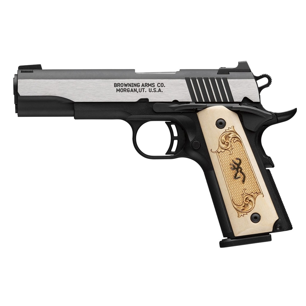 Browning Black Label 1911 SA 380ACP 4.25" Barrel 10Rds 2Mags Silver and Black