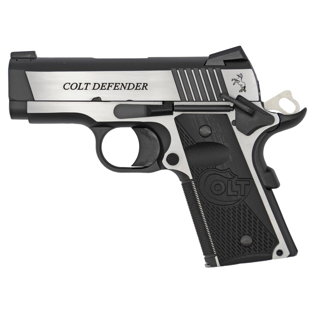Colt's Manufacturing Combat Elite Defender 1911 45ACP 3" Barrel 8Rds Silver and Black