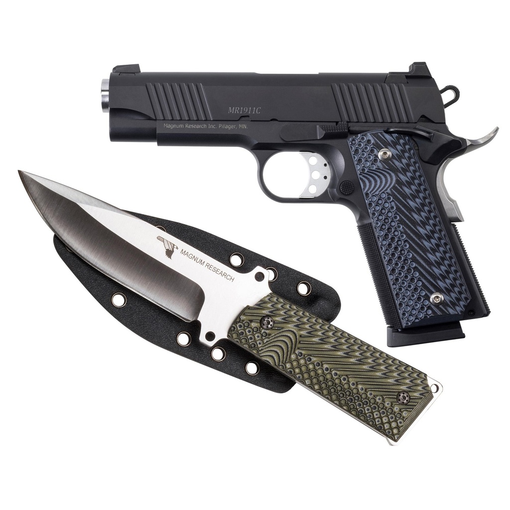 Magnum Research 1911C 45ACP 4.33" Barrel 8Rds 2Mags Includes 1911 Knife and Sheath Black