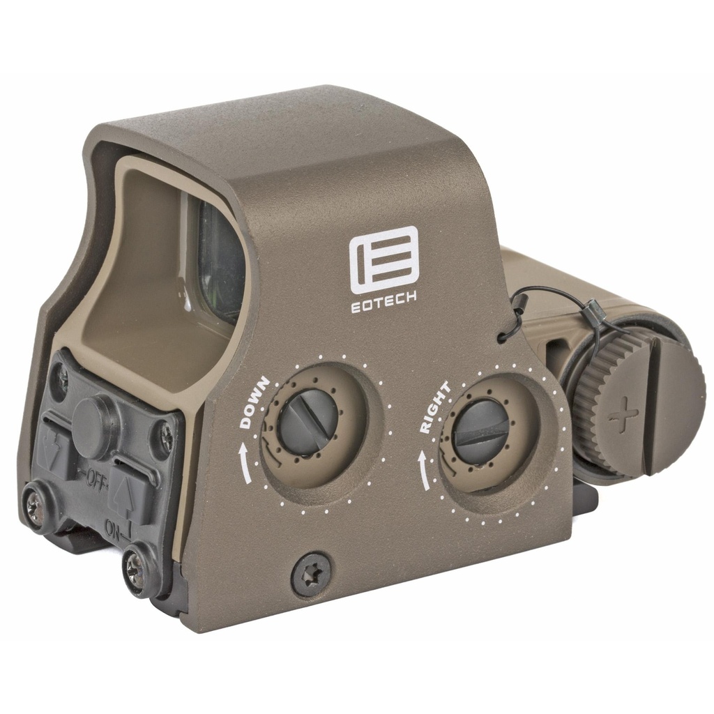EOTECH Tactical Holographic Non-Night Vision Compatible Sight Red 68MOA Ring with 2 1MOA Dots Tan Rear Buttons Includes CR123 Battery 
