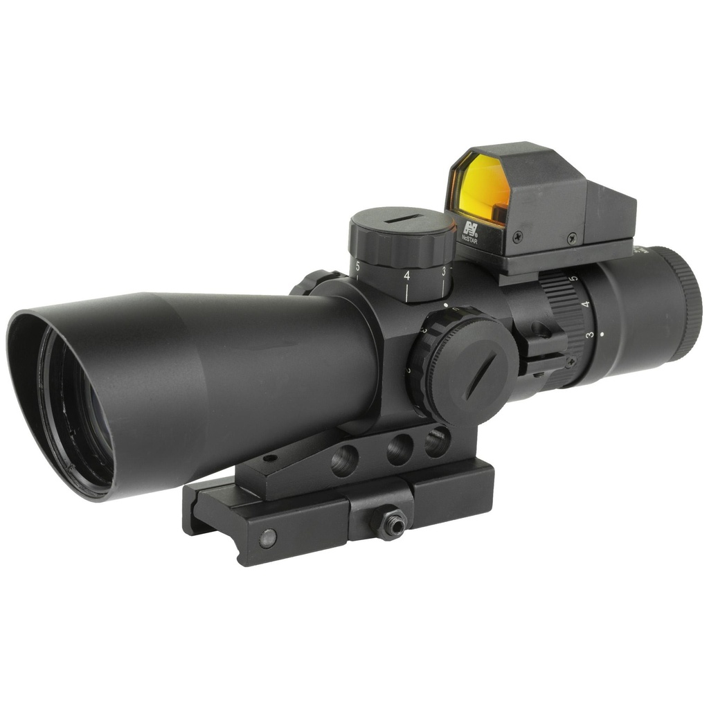 NcSTAR 3-9X42 Scope with Micro Dot 3-9X Magnification 42mm Objective Lens 3 MOA Red Dot Fits Weaver/ Picatinny Rails Scope and Red Dot use (1) CR2032 Each (Included) 
