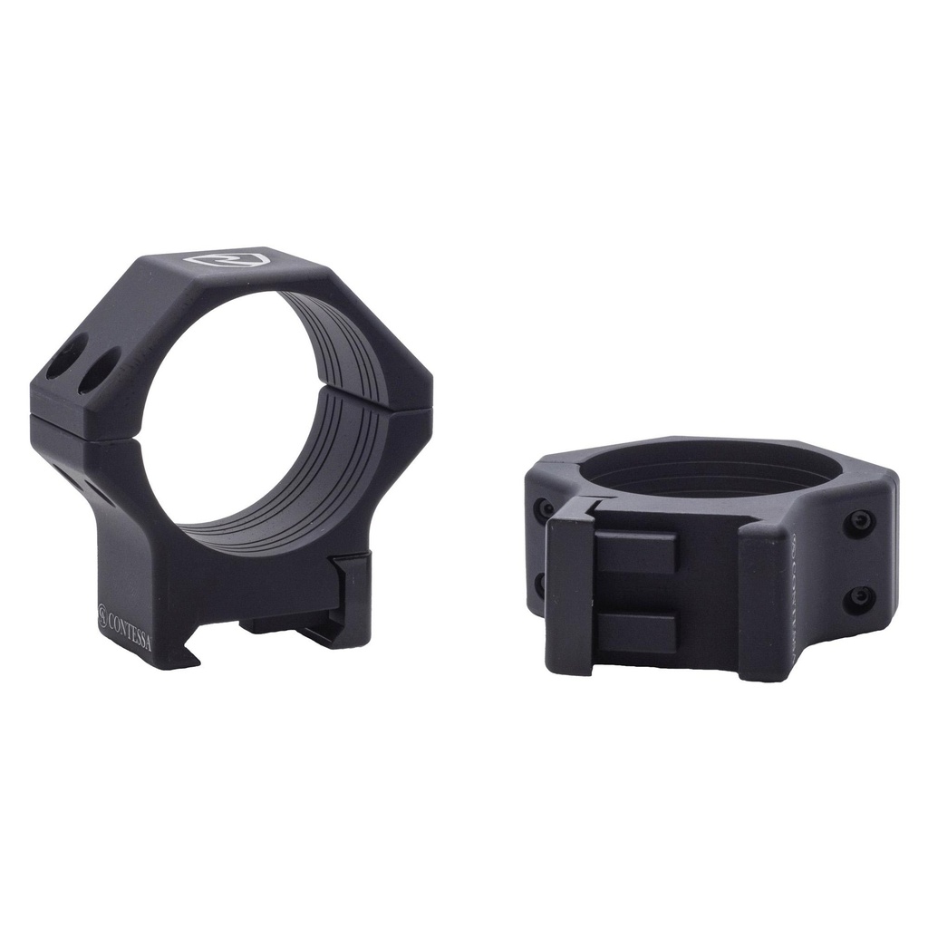 Riton Optics Contessa 30mm Light Picatinny Rings Alluminum Alloy 8mm Height Black 