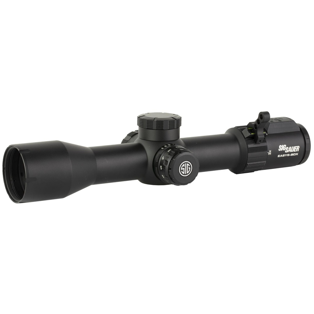 Sig Sauer EASY6-BDX Rifle Scope 3-18X44mm Black 34mm Main Tube MRAD Adjustments BDX Digital DEV-L Ballistic Reticle W/194 LEDS Capped Turrets SFP 