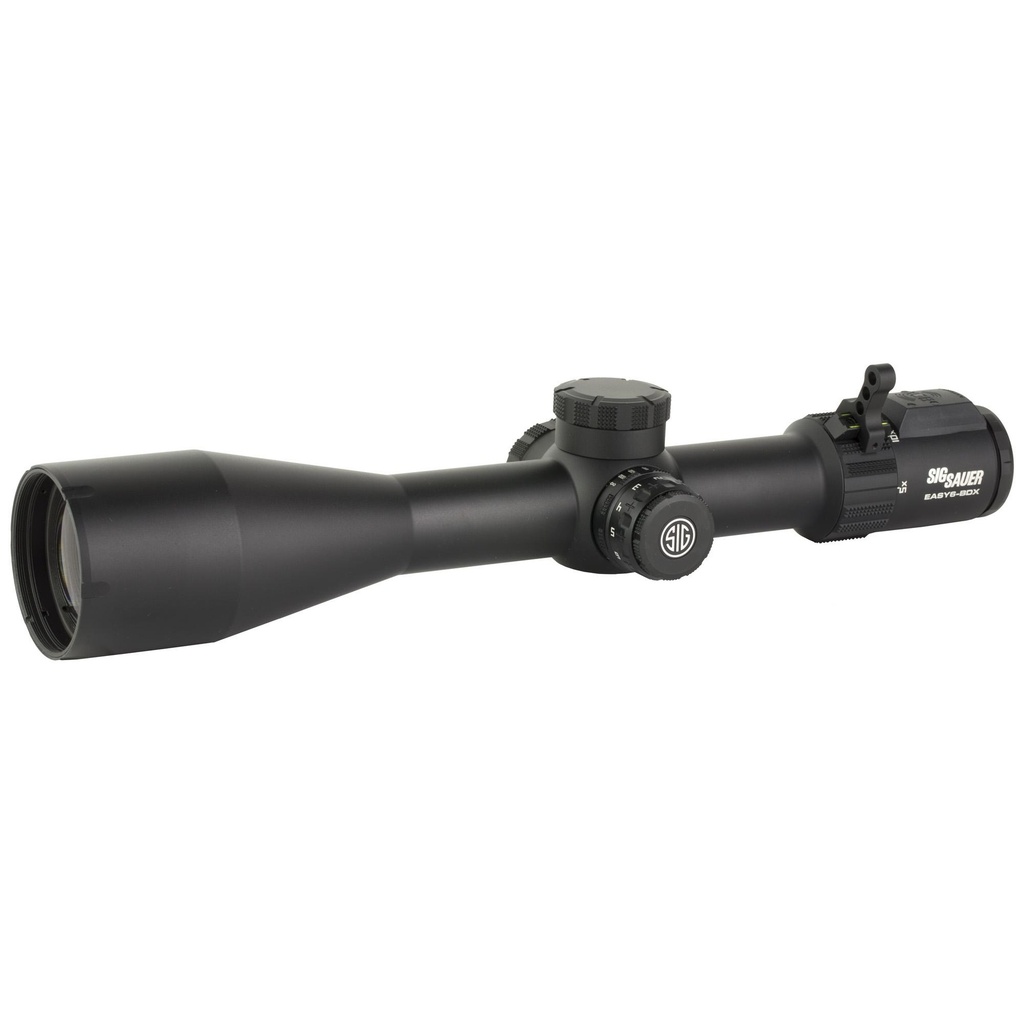 Sig Sauer EASY6-BDX Rifle Scope 5-30X56mm Black 34mm Main Tube MRAD Adjustments BDX Digital DEV-L Ballistic Reticle W/194 LEDS Capped Turrets SFP 