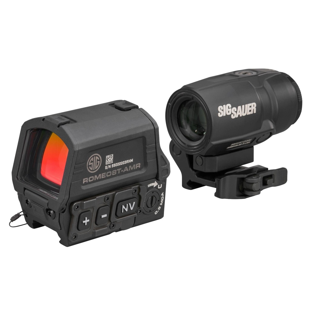 Sig Sauer ROMEO 8T AMR/JULIET COMBO Red Dot and Magnifier 3X Magnification 40mm Objective QBCD 2.0 Reticle 2 MOA Dot 1913 Picatinny Mount Black 