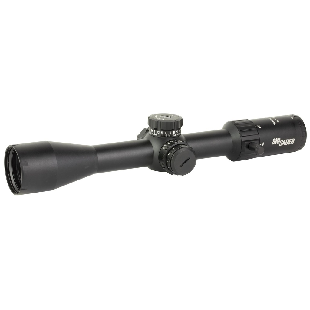 Sig Sauer, Whiskey 4 Rifle Scope, 4-16X44mm 30mm Main Tube First Focal Plane Illuminated MOA Milling Hunter 2.0 Reticle Black 