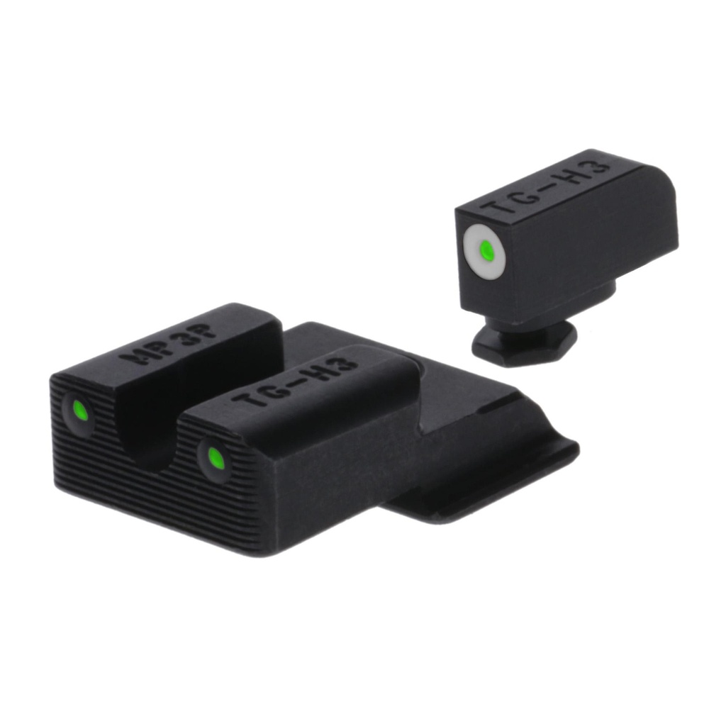 TRUGLO Tritium Pro Sight Set For S&W EZ 380 Green Tritium White Ring on Front Sight 