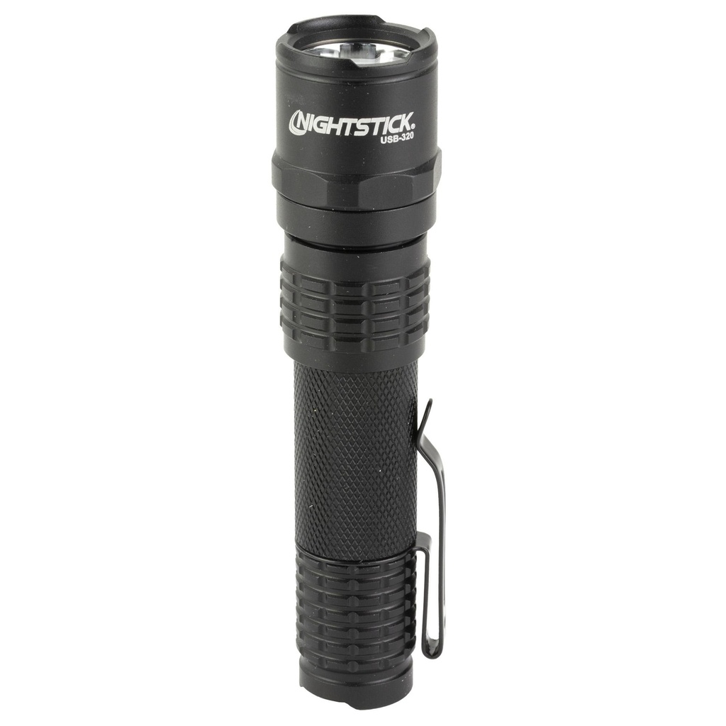 Nightstick USB-320 Rechargeable EDC Flashlight 320 Lumens 3,100 Candela Black 1.5 Hours of Runtime IP-X7 Waterproof 
