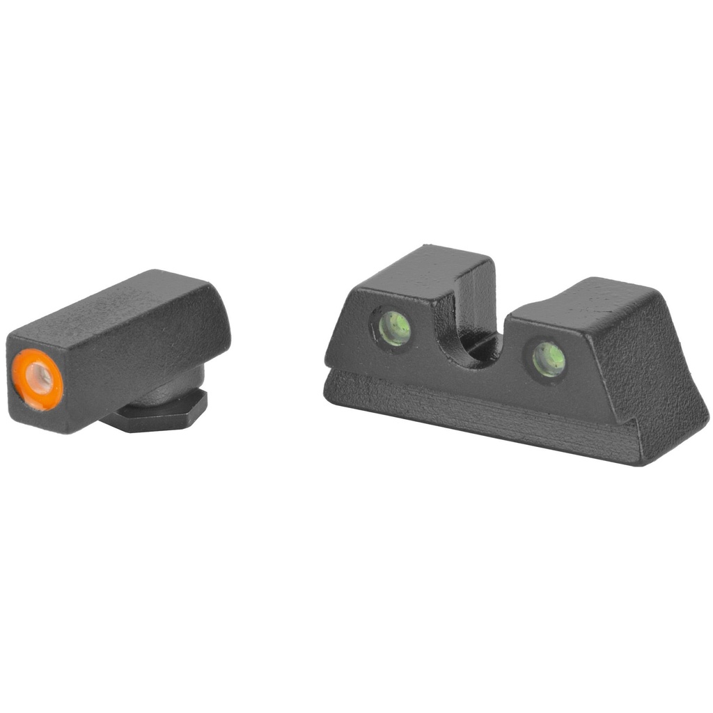 Meprolight Hyper-Bright Tritium Sight Set Orange Front/Green Rear Fits Glock 42 43 43X and 48 
