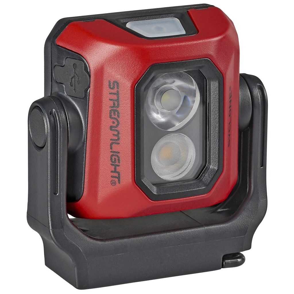 Streamlight Syclone Compact USB Rechargeable Multi-Function Worklight Red High-400 Lumens Medium-200 Lumens Low-100 Lumens Includes USB Charging Cord Cool White LEDs 90 CRI LEDs, IPX4 Water-Resistant Hands-Free with Magnetic Base and Stowable Hang Hook 