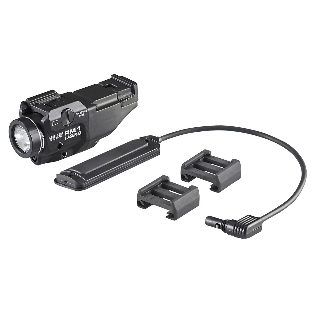 Streamlight TLR RM 1 Laser G Weaponlight White LED with Green laser 500 Lumens Black Includes Remote Switch and 1 CR123 