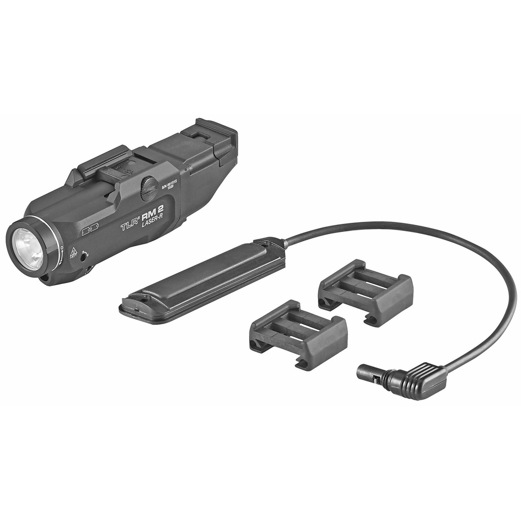 Streamlight TLR RM 2 Laser Tac Light w/laser 1,000 Lumens Black Includes Tail Cap Switch Remote Pressure Switch Mounting Clips Key Kit 