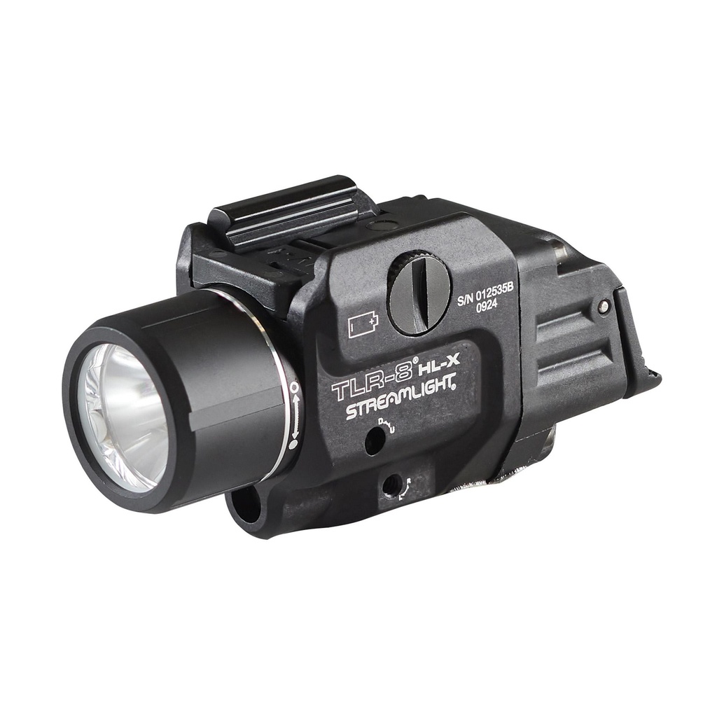 Streamlight TLR-8 HL-X Weaponlight with Red Laser 1,000 Lumens Black Includes High/Low Paddle Switches Key Kit Multi-Tool (1) SL-B9 Rechargeable Battery Pack and USB-C Cord 