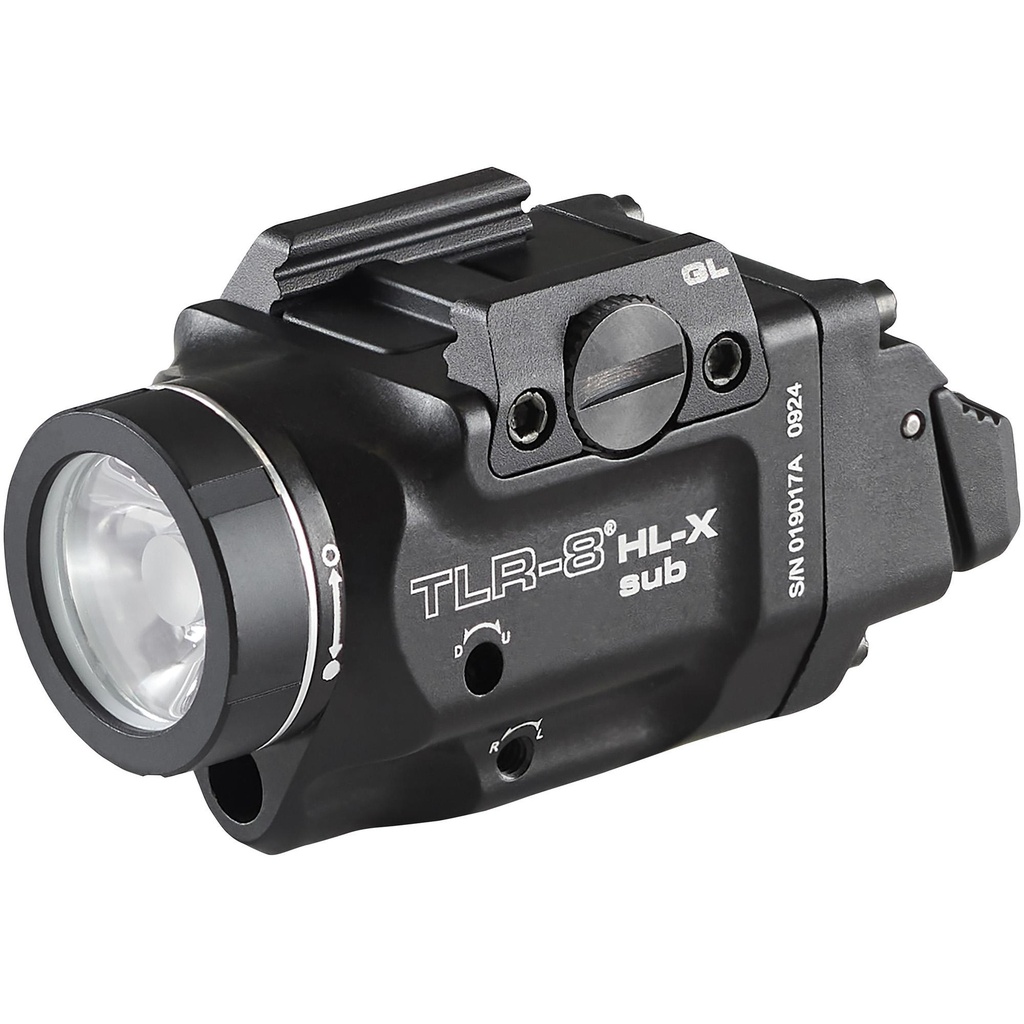 Streamlight TLR-8 HL-X Sub USB Weaponlight with Red Laser 1,000 Lumens Black Fits GLOCK 43X 48 MOS 43X 48 with Front Rail Includes Mounting Kit with Key Multi-Tool (1) SL-B9 Battery Pack and USB-C Cord 
