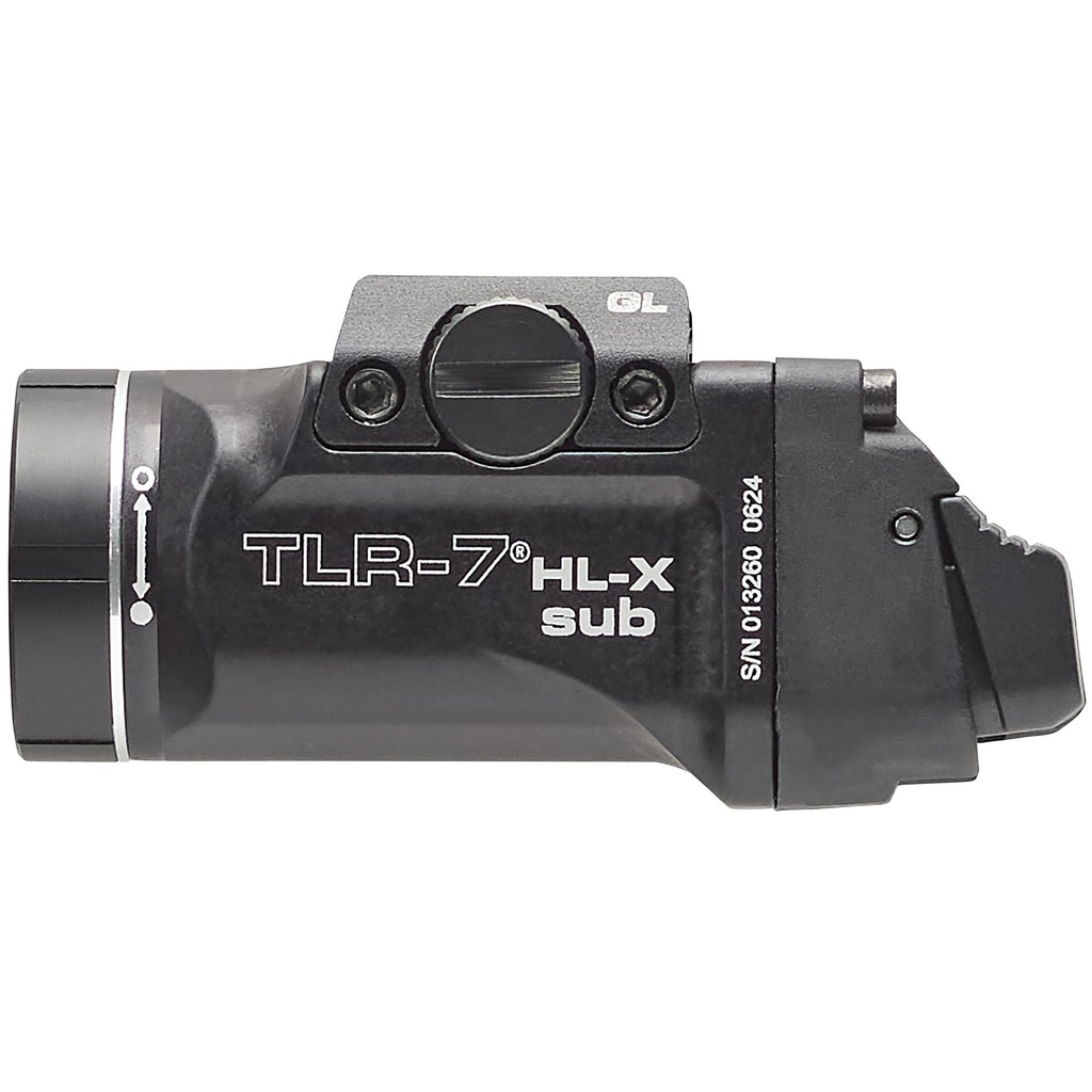Streamlight TLR-7 HL-X Sub Weaponlight Fits GLOCK 43X/48 1,000 Lumens with SL-B9 Battery 30 Minute Run Time Black with Silver Ring 
