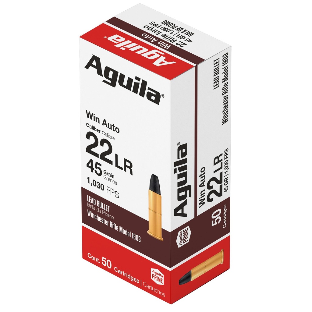 Aguila Ammunition Rifle 22 Winchester Automatic Solid Point Made for Winchester 1903 50 Round Box 