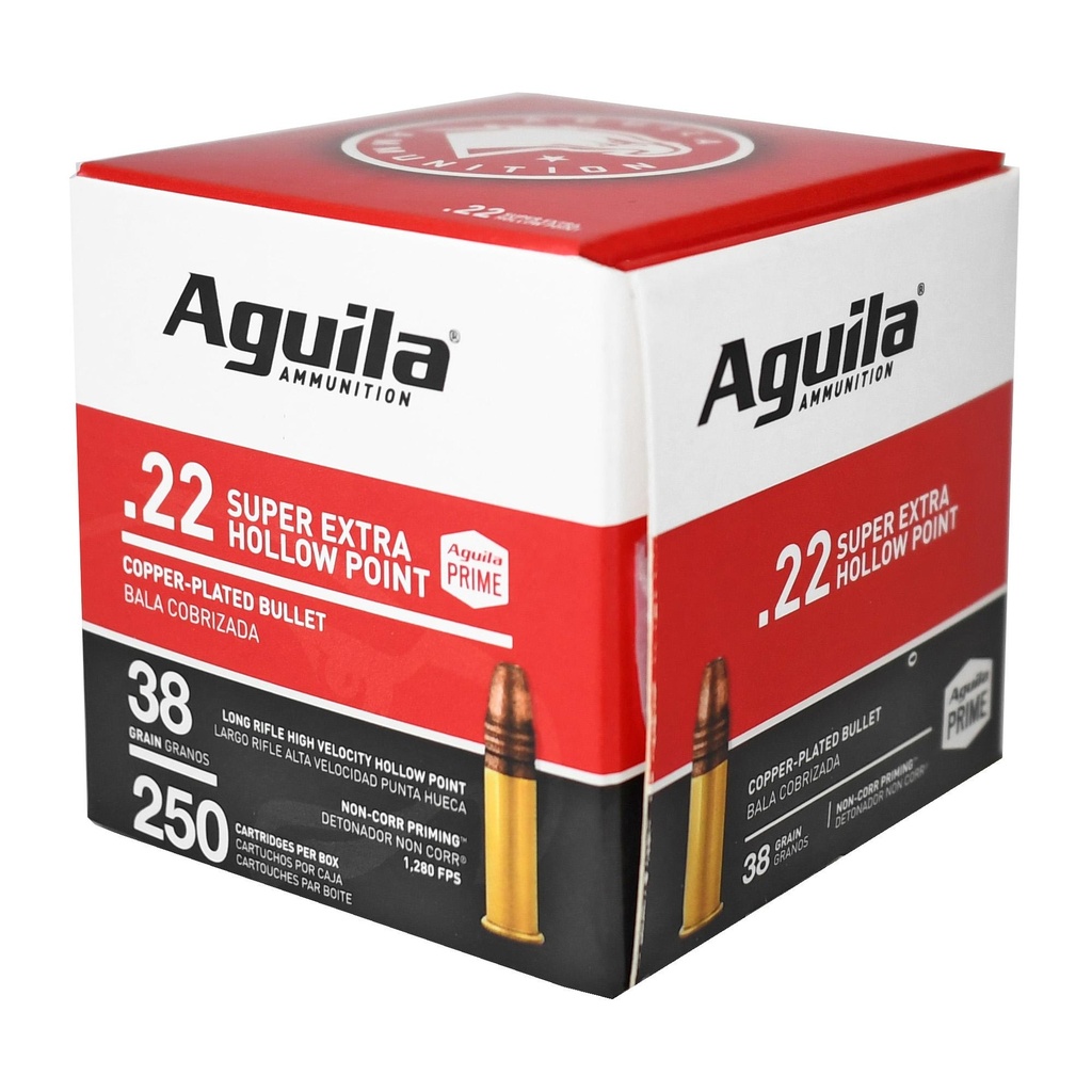 Aguila Ammunition Rimfire 22 LR 38Gr Hollow Point Hi-Velocity 250 Rounds Per Box 