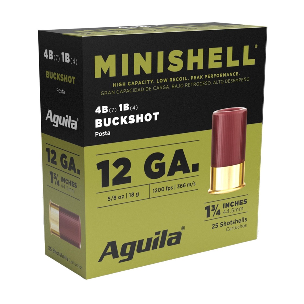 Aguila Ammunition Minishell 12 Gauge 1.75 #4 Buckshot 25 Round Box 