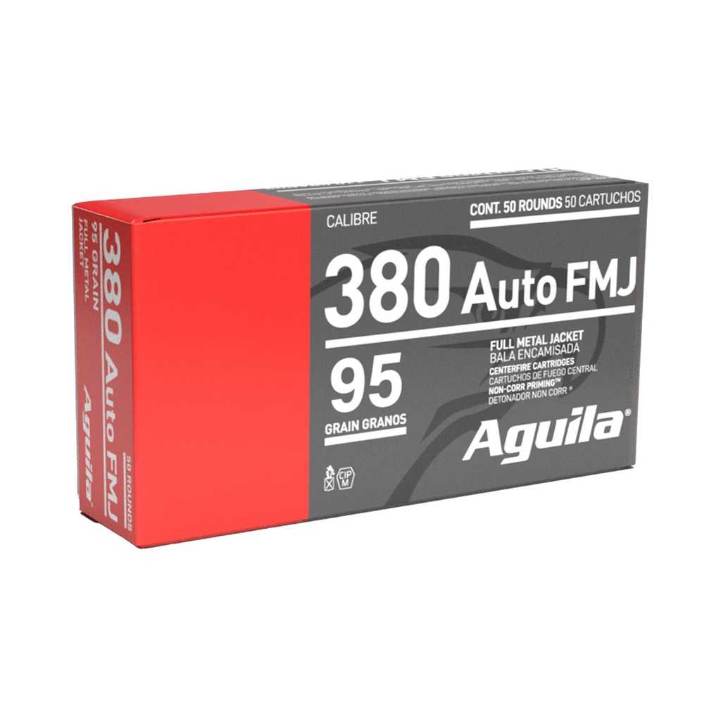 Aguila Ammunition Pistol 380ACP 95 Grain Full Metal Jacket 50 Round Box 