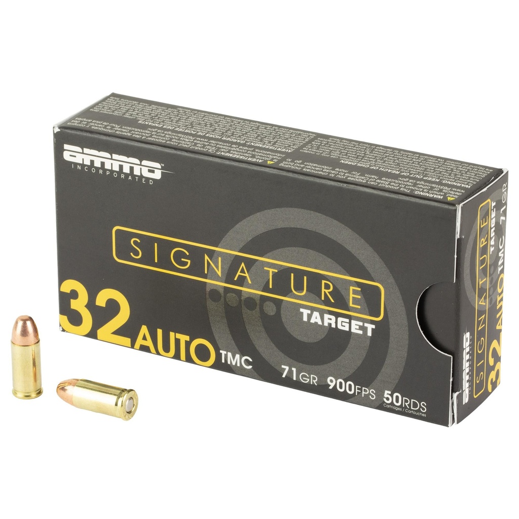 Ammo Inc Signature Target 32 ACP 71 Grain Total Metal Coating Bullet 50 Round Box 